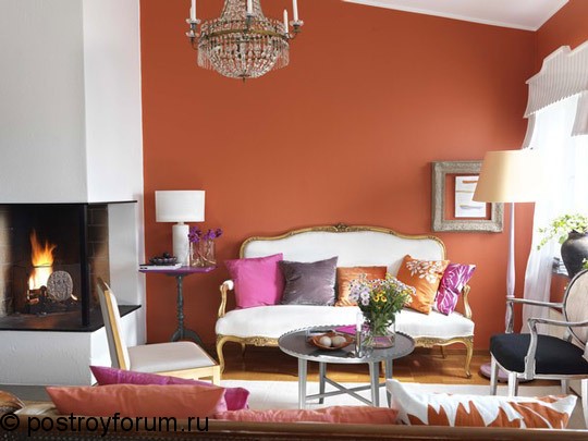 дизайн квартиры в оранжевых тонах