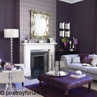 фиолетовый дизайн комнаты